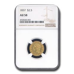 1837 $2.50 Gold Classic Head AU-58 NGC