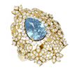 Image 3 : 4.67 ctw Blue Topaz & Diamond Ring 18K Yellow Gold