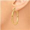 Image 2 : 14k Gold Polished 3 mm Round Hoop Earrings