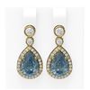 Image 1 : 2.5 ctw Blue Topaz & Diamond Earrings 18K Yellow Gold