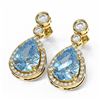 Image 3 : 2.5 ctw Blue Topaz & Diamond Earrings 18K Yellow Gold