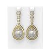 Image 1 : 3.8 ctw Diamond & Pearl Earrings 18K Yellow Gold