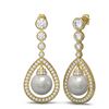 Image 2 : 3.8 ctw Diamond & Pearl Earrings 18K Yellow Gold