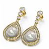 Image 3 : 3.8 ctw Diamond & Pearl Earrings 18K Yellow Gold