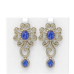 16.44 ctw Tanzanite & Diamond Earrings 18K Yellow Gold