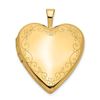 Image 1 : 14k Yellow Gold Flower Vine Border Heart Locket - 25 mm