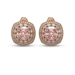 11.19 ctw Morganite & Diamond Victorian Earrings 14K Rose Gold