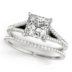 0.94 ctw Certified VS/SI Princess Diamond 2pc Set 14k White Gold