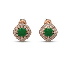 4.99 ctw Certified Emerald & Diamond Victorian Earrings 14K Rose Gold