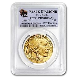 2018-W 1 oz Proof Gold Buffalo PR-70 PCGS (FS, Black Diamond)