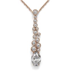 1.2 ctw Oval Cut Diamond Designer Necklace 18K Rose Gold