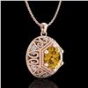 Image 3 : 1.11 ctw Intense Fancy Yellow Diamond Art Deco Necklace 18k Rose Gold