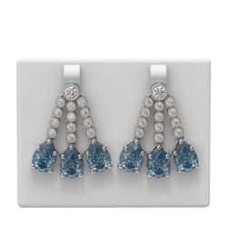 17.82 ctw Blue Topaz & Diamond Earrings 18K White Gold