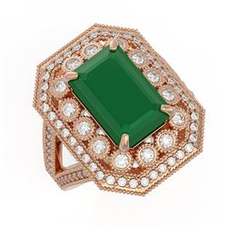 7.11 ctw Certified Emerald & Diamond Victorian Ring 14K Rose Gold