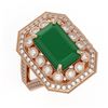 Image 1 : 7.11 ctw Certified Emerald & Diamond Victorian Ring 14K Rose Gold