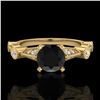 Image 2 : 1.03 ctw Fancy Black Diamond Engagment Art Deco Ring 18k Yellow Gold