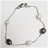 Image 2 : Silver Fresh Water Pearl 7.5" Bracelet, Suggested Retail Value $40
