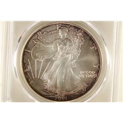 2001 AMERICAN SILVER EAGLE PCGS MS68 EDGES