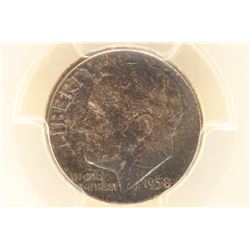 1958 SILVER ROOSEVELT DIME PCGS MS67 TONED