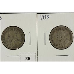 1928 & 1935 CANADA SILVER 25 CENTS