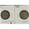Image 1 : 1928 & 1935 CANADA SILVER 25 CENTS
