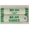 Image 1 : 2-$5 ROLLS OF 2009-D ROOSEVELT DIMES BRILLIANT UNC