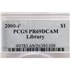 Image 3 : 2000-P LIBRARY OF CONGRESS SILVER DOLLAR PCGS PR69