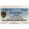 Image 3 : 1780 SF  AUSTRIA MARIA THERESIA THALER PCGS MS67