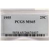 Image 3 : 1955 WASHINGTON SILVER QUARTER PCGS MS65 TONED