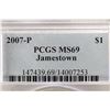 Image 3 : 2007-P  JAMESTOWN SILVER DOLLAR PCGS MS69