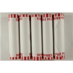 5-50 CENT ROLLS OF 2013-D SHIELD LINCOLN CENTS