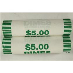 2-$5 ROLLS OF 2011-P ROOSEVELT DIMES BRILLIANT UNC