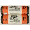 Image 1 : 2-$10 ROLLS OF 2008-P & D OKLAHOMA STATE QUARTERS