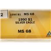 Image 3 : 1990 AMERICAN SILVER EAGLE ANACS MS68 REVERSE IS
