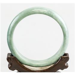 Chinese Green Hardstone Carved Bangle Certificate