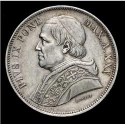 Papal State - Pio IX - 5 Lire anno XXV 