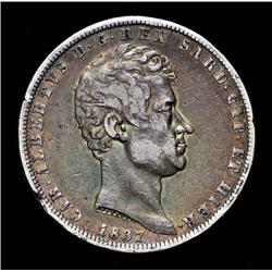 Sardinia - Carlo Alberto - 5 Lire - 183
