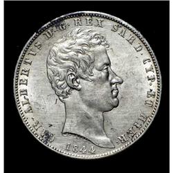 Sardinia - Carlo Alberto - 5 Lire - 184