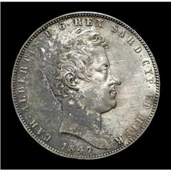 Sardinia - Carlo Alberto - 5 Lire - 184