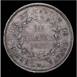 Switzerland - Geneva - 10 Francs 1851