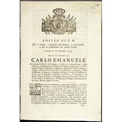 Edict - Carlo Emanuele III (1730-1773) 