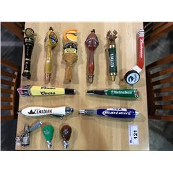 APPROX 13 ASSORTED BEER KEG TAP HANDLES (BUDWEISER, MOLSON CANADIAN, BUD LIGHT, COORS, RICKARDS,