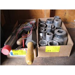 2 BOXES ASSORTED TOOLS, 3/4" & 1" DRIVE SOCKETS