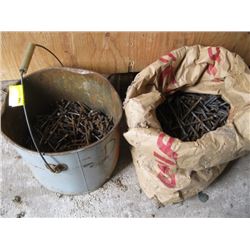 BUCKET & BAG OF LARGE NAILS