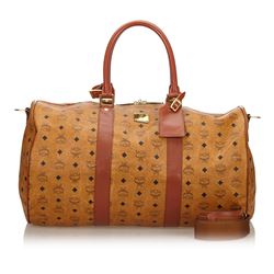 MCM Visetos Leather Duffel Bag