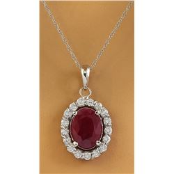 2.00 CTW Ruby 18K White Gold Diamond Necklace