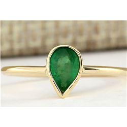 0.40 CTW Natural Emerald Ring In 18K Yellow Gold