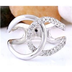 0.50 CTW Natural Diamond 18K Solid White Gold Ring