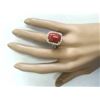 Image 4 : 10.13 CTW Natural Coral And Diamond Ring In 14k Yellow Gold