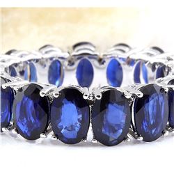 11.20 CTW Natural Sapphire 18K Solid White Gold Ring